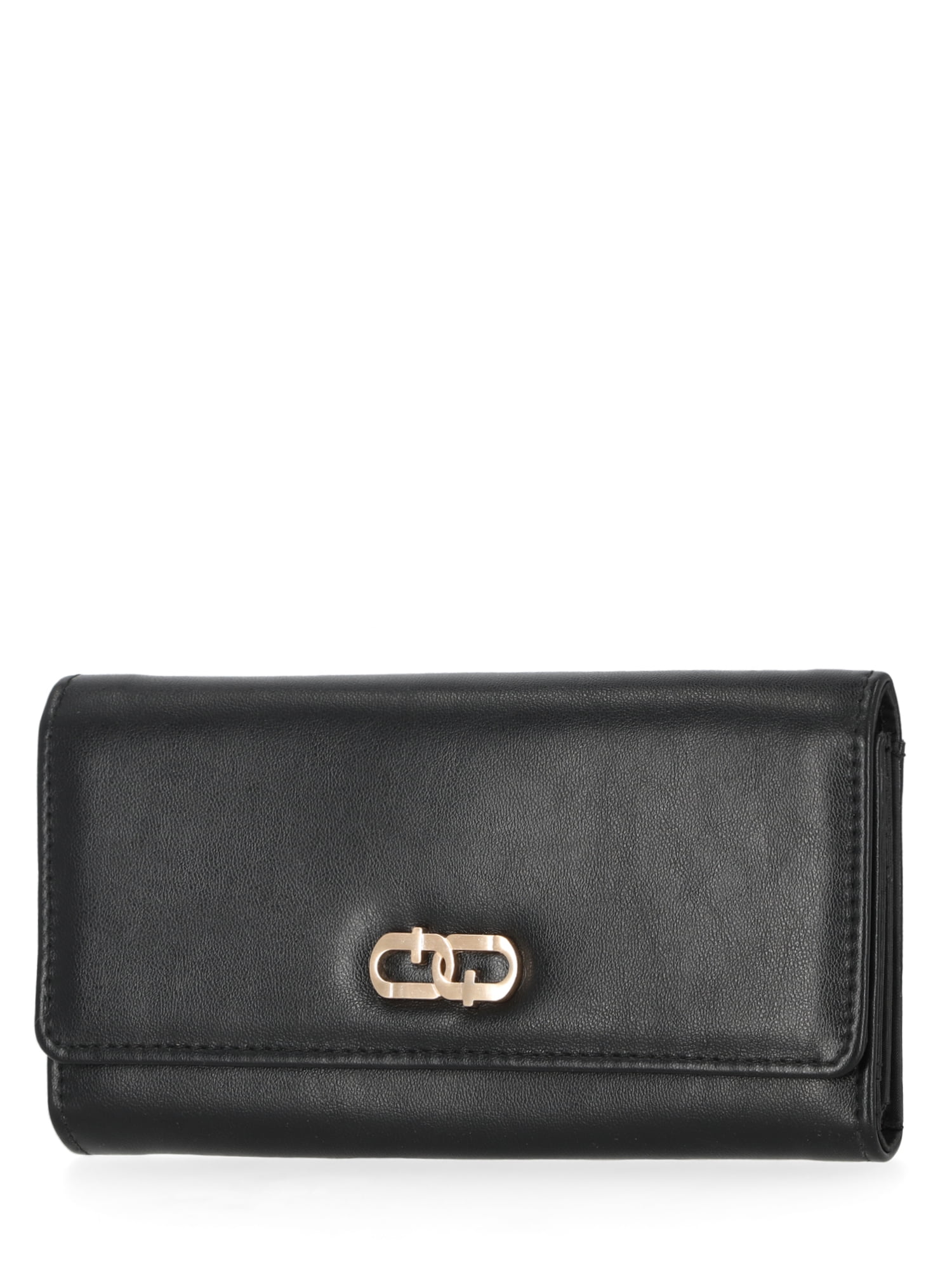 Time and Tru Women's Piper Clutch Wallet, Solid Black