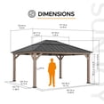 thumbnail image 2 of SUNJOY Hardtop Gazebo 13 x 15 ft. Standard Cedar Framed Wood Gazebo, Outdoor Patio Gazebo with Dark Brown Steel and Polycarbonate Hip Roof and Ceiling Hook, Dark Brown Roof + Dark Wood Frame, 2 of 10