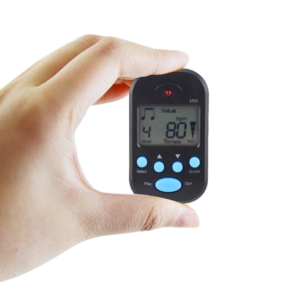 Mini Metrónomo digital, M50 Metrónomo Beat Tempo Control de volumen Ajustable Metrónomo Electrónico Portátil Con Pantalla lcd para piano guitarra saxofón flauta violín