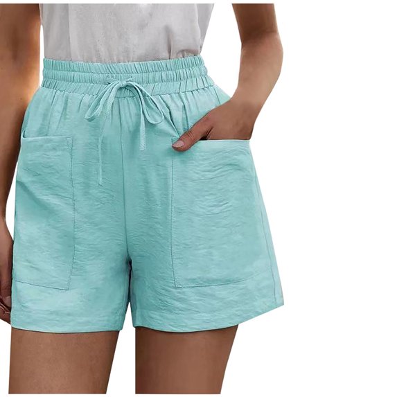 Abcnature Plus Size Shorts, Womens Athletic Shorts, Women Loose Wide Leg High Waist Straight Casual Cotton Linen Shorts, Comfy Beach Shorts, Yoga Pants, Cycling Sport Shorts Green 3XL