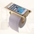 thumbnail image 4 of Bathroom Stainless Steel Paper Roll Tissue Holder with Phone Shelf (Golden), 4 of 9