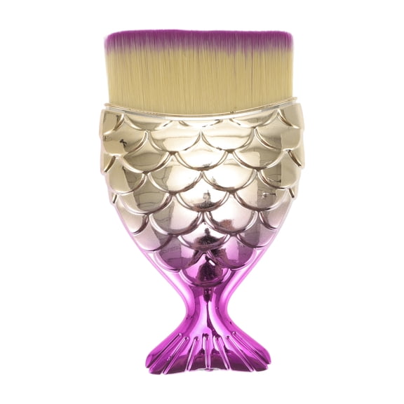 Unique Bargains 1 Pc Mermaids Shape Foundation Brush for Travel Yellow, Pink