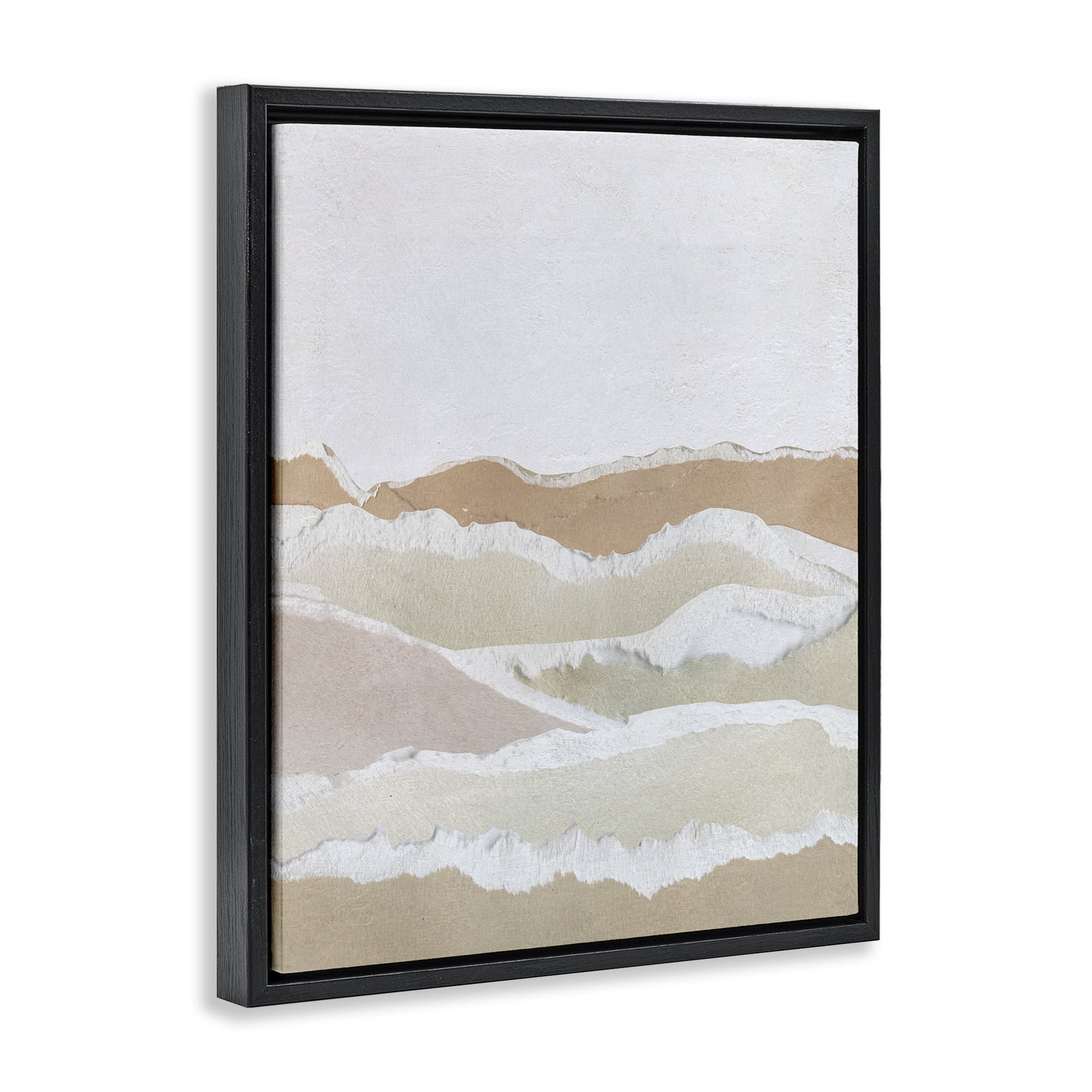 Stupell Industries Collaged Dessert Hills Abstract Painting Black Floater Framed Canvas Art Print Wall Art, 17 x 21