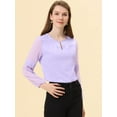 thumbnail image 2 of INSPIRE CHIC Women's Work Chiffon Keyhole Neck Elegant Top Purple M, 2 of 5