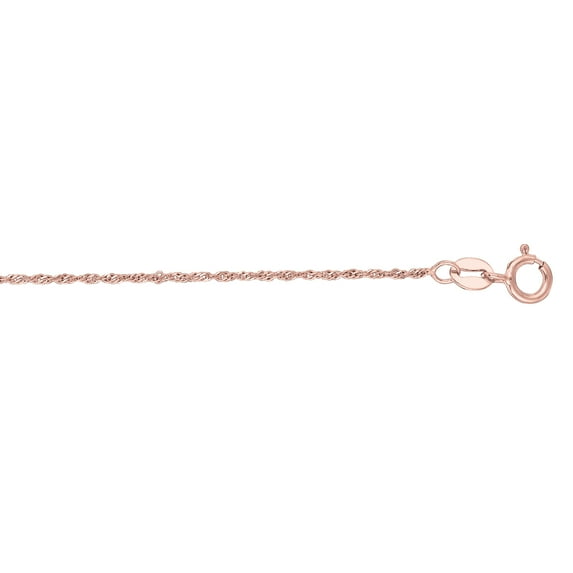 IcedTime 14K Rose Hollow Gold 0.9mm wide Diamond Cut Hollow Ropa Chain 18" Necklace Spring Ring Clasp