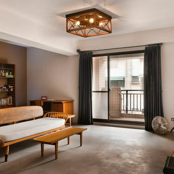 4-Light Farmhouse Flush Mount Light Fixture Rustic Industrial Ceiling Light NEW