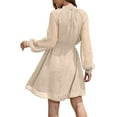 thumbnail image 4 of Oucaili Women Short Dress Party Mini Tie Waist Shirt Casual Apricot 2XL, 4 of 5