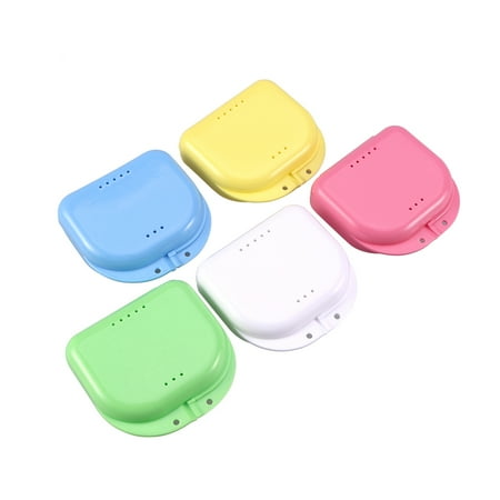 Guard Box - 5pcs Retainer Case With Vent Holes and Hinged Lid Snaps Mouth Guard Case Orthodontic Dental Retainer Box Denture Storage Container