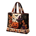 thumbnail image 4 of Ktlvex Vintage Quilted Halloween Tote Bag, Halloween Pattern Shoulder Handbag, Large Capacity Holiday Shopping Bag for Halloween Party Daily Use（B）, 4 of 4