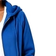 thumbnail image 5 of Women's Hooded Mid Length Zip up Sweatshirt Jacket, Raglan Sleeve Loose Casual Long Sleeve Cardigan Coat with Pockets Fall Winter Outwear Blue XL, 5 of 6