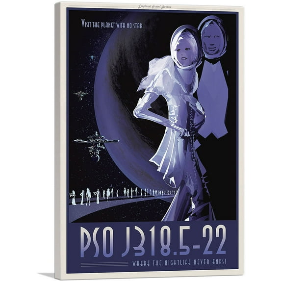 ARTCANVAS PSO J318.5-22 Rogue Planet with No Star Where Nightlife Never Ends NASA Poster Canvas Art Print - Size: 18" x 12" (1.50" Deep)