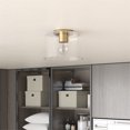thumbnail image 3 of Henn&Hart 10" Transitional Metal Semi Flush Mount with Glass Drum Shade in Gold, 3 of 3