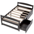 thumbnail image 6 of Seetaras Pine Wood Platform Bed Frame with 2 Drawers Twin Size Bed with Wood Slat Support Headboard Footboard Multifunctional Platform Bed No Box Spring Needed, 6 of 9