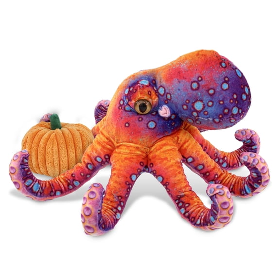 DolliBu Wild Collection Octopus Stuffed Animal with Pumpkin Plush Decor - Octopus Plush Animal for Fall, Halloween and Thanksgiving, Pumpkin Toy for Baby, Kids, Adults - 15 Inches