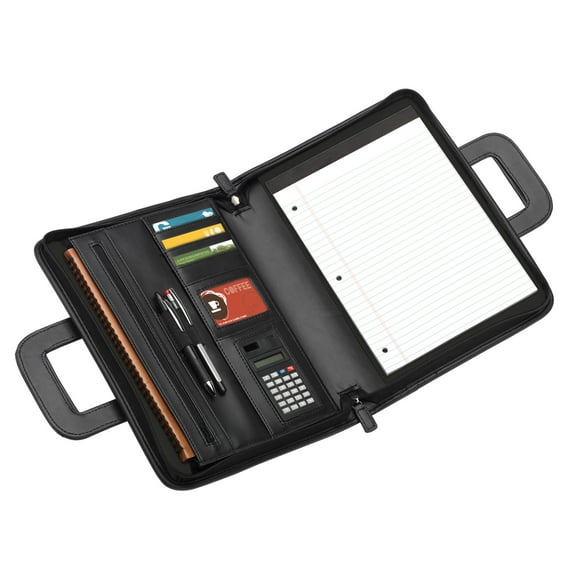 Office Depot Brand® Padfolio With Flap Pockets & Sliding Handles, 11" x 14", Black