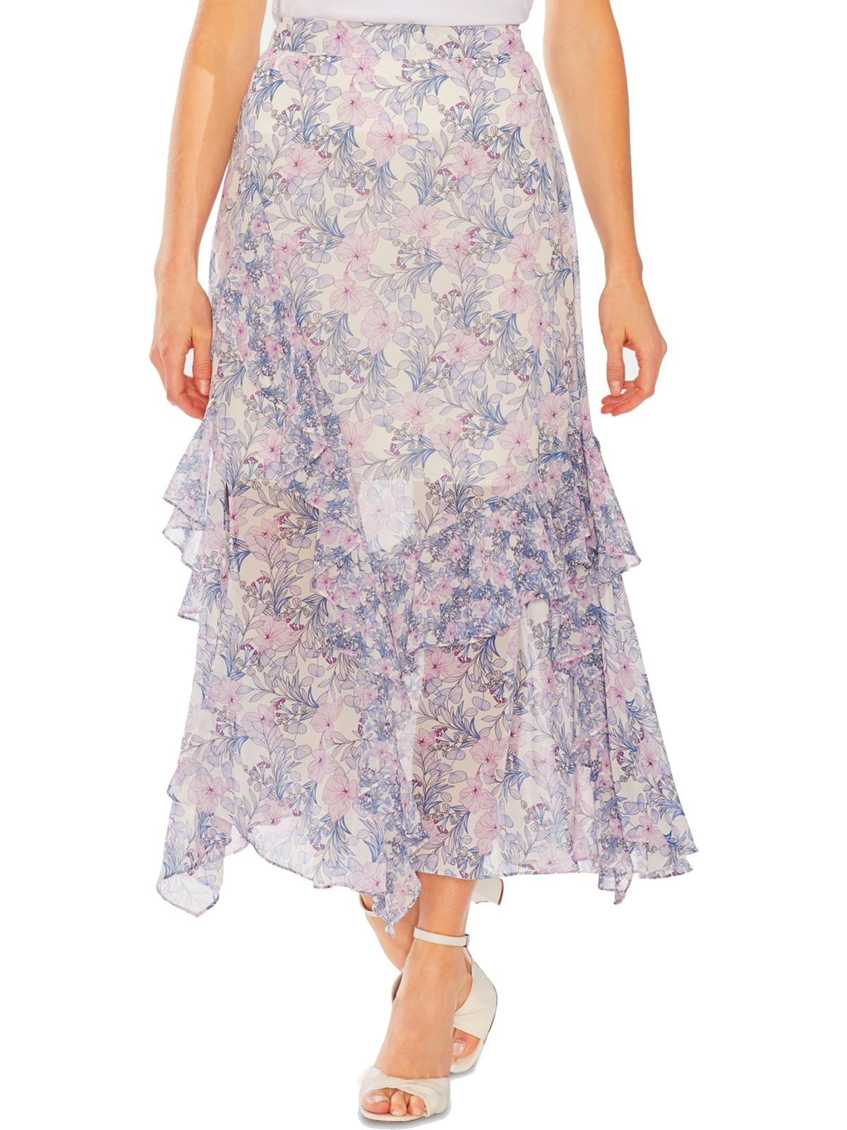 floral ruffle maxi skirt