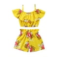 thumbnail image 3 of Emmababy Toddler Kids Baby Girl Floral Halter Ruffled Outfits Clothes Tops+Shorts 2PCS Set, 3 of 7