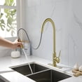 thumbnail image 3 of Cfowner Kitchen Faucet with Pull Down Sprayer, High Arc Single Handle Sink Faucet for Bar Laundry, 360°Swivel Spout, Gold, 3 of 8