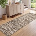 thumbnail image 4 of Garvee 2'x6' Modern Abstract Striped Runner Rug Washable Rug, Soft Non Slip Low‑Pile Indoor Carpet for Hallway Bedroom Kitchen, Light Coffee, 4 of 8