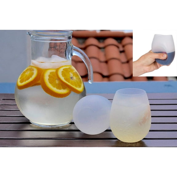 4pcs Unbreakable Silicone Wine Glass - 14 Ounce Stemless Shatterproof Wine Cups