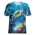 thumbnail image 5 of Nautical Green Sea Turtles Women's Short Sleeve T-Shirt Crew Neck Casual Summer Trendy Loose Fit Tops, 5 of 6