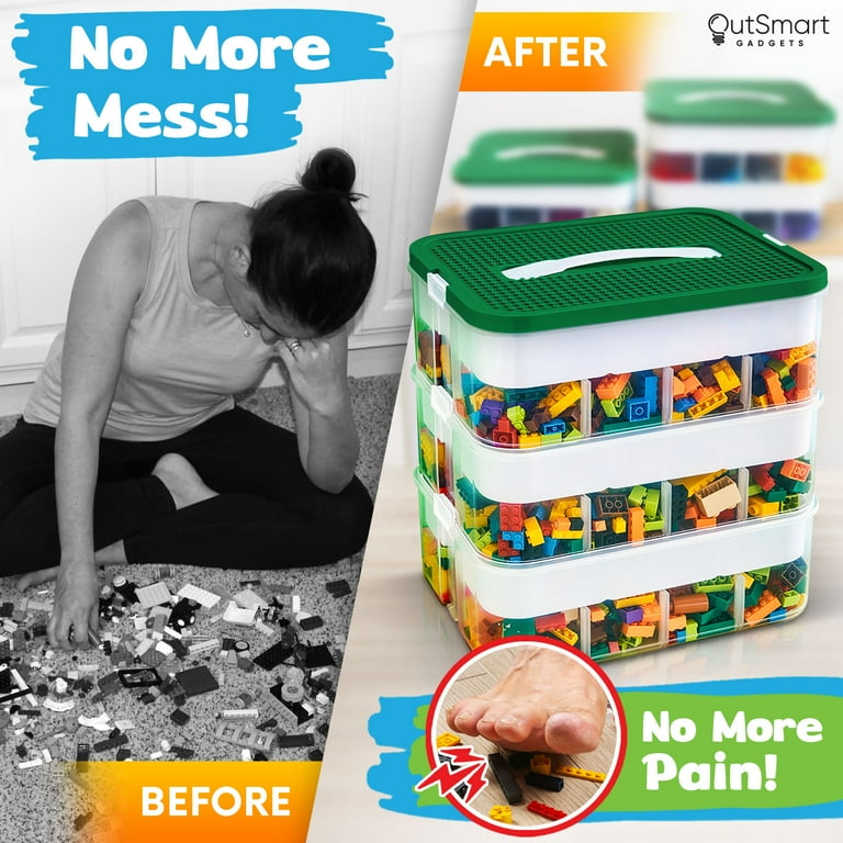 Plastic Stackable Toy Storage Organizer Bin for Lego, Building