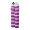 thumbnail image 4 of ATOYSOY Women's Casual Workout Palazzo Pants Activewear Wide Leg Pants Regular Comfy Retro Trousers High Waist Trendy Pants Striped Bandage Sweatpants Purple S, 4 of 5