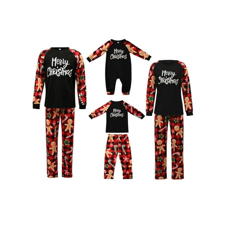 

Ma&Baby Matching Family Pajamas Sets Christmas PJ s with Long Sleeve Letter Print Tops Pants Loungewear