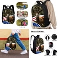 thumbnail image 2 of XYZCANDO Vintage USA Flag Forest Elk Print Fashion Backpack Set of 3, 17 Inch School Bag with Lunch Bag and Pencil Case for Student Daypack Rucksack for Outdoor Hiking Traveling, 2 of 4