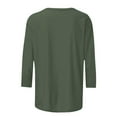 thumbnail image 5 of KALE 3/4 Length Sleeve Womens Tops Women's Solid Color Round Neck Slim Seven Point T Shirt Top Beach Vacation Clothes Army Green, 5 of 5