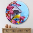thumbnail image 2 of Designart 'Titmouse Bird Sitting On A Berries Branch Near A Birdhouse' Traditional Circle Metal Wall Art 29x29 - Disc of 29, 2 of 5