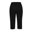 thumbnail image 6 of Ecqkame Yoga Capri Pants for Women Solid Color High Waisted Leggings Sports Pants with Pockets Casual Side Split Athletic Pants Black, 6 of 7