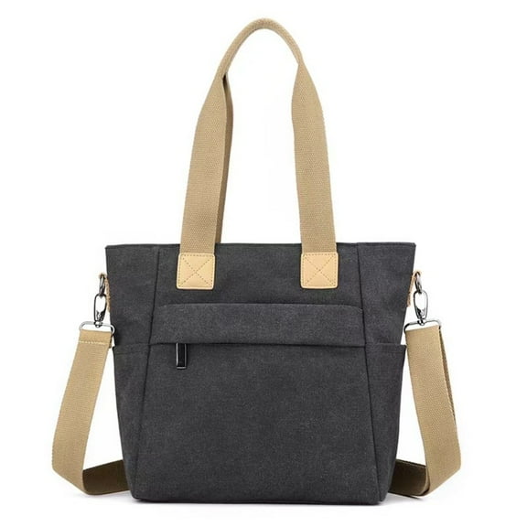 Canvas Tote Bag for Women Small Handbag with Zipper Shoulder Bag for Shopping Travel Work