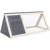 Bopdu Wood Rabbit Hutch, Cage Bunny House, Wooden Deluxe Chicken Coop Pets Cage for Small Animals Outdoor Indoor Gray