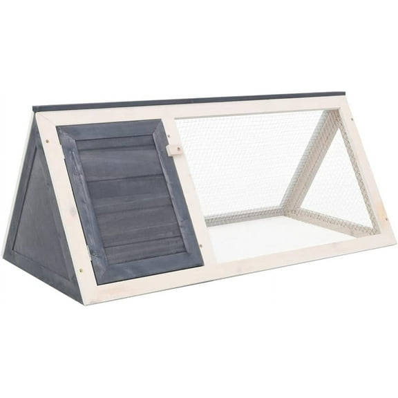 Bopdu Wood Rabbit Hutch, Cage Bunny House, Wooden Deluxe Chicken Coop Pets Cage for Small Animals Outdoor Indoor Gray