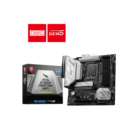 UPC: 0824142310212 | MSI MAG B760M MORTAR WIFI LGA 1700 (Intel12th&13th Gen) SATA 6Gb/s Micro ATX Motherboard (PCIe 5.0  DDR5 2xM.2 Slots WiFi 6 Intel ® 2.5Gb LAN)
