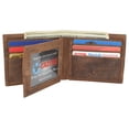 thumbnail image 3 of Men's RFID Blocking Vintage Leather Center Flap Bifold Credit Card ID Wallet for Men Brown, 3 of 9