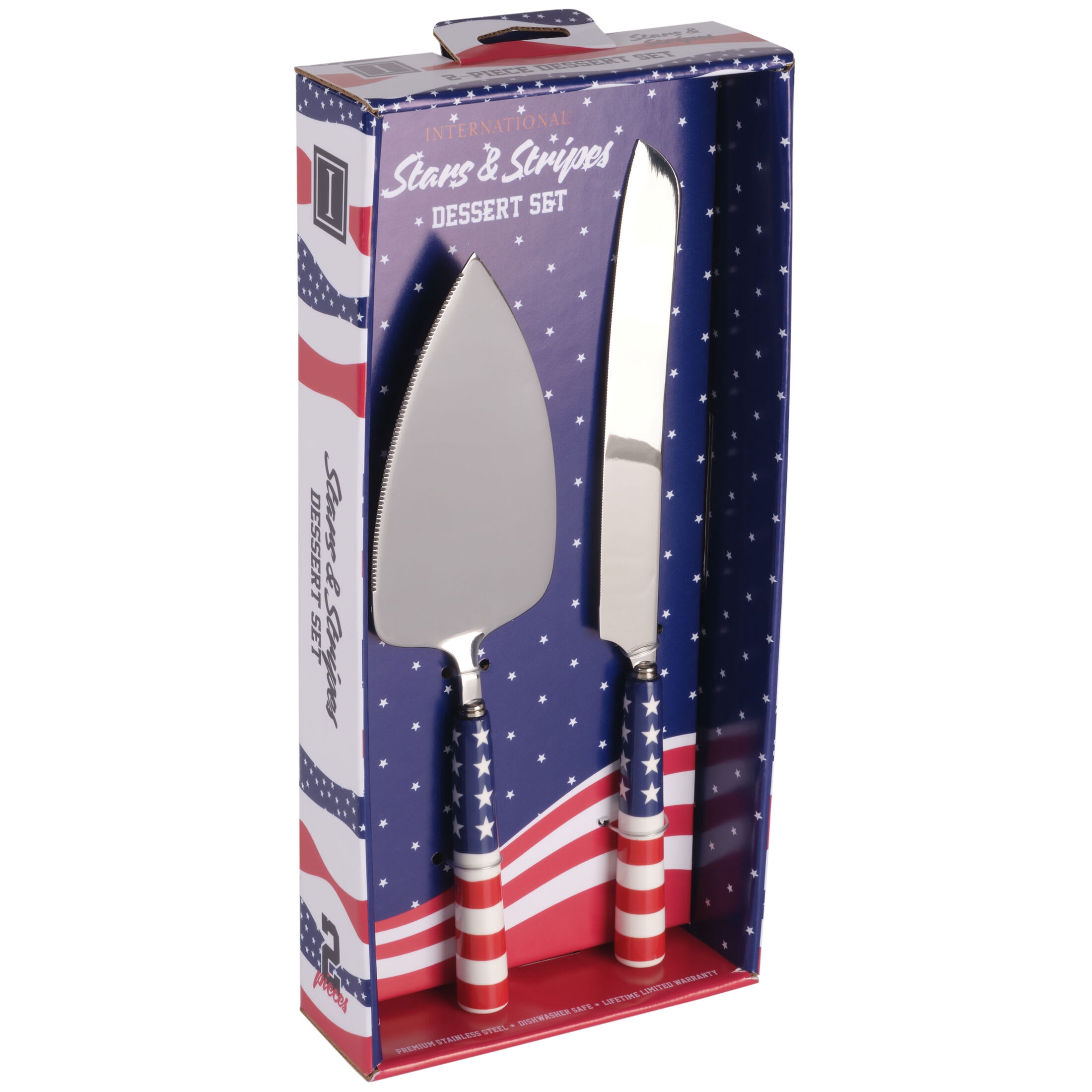 International Silver Stars and Stripes Ceramic Handle Cake Serving Set
