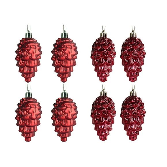 Yuarrent 8x Decoraciones festivas Conos de pino únicos Colgante Decoración para árboles Decoraciones para árboles Conos de pino de plástico Kits de decoración para fiestas Vino rojo
