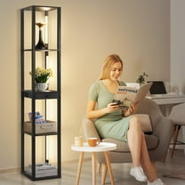 OUTON LED Floor Lamp with Shelves,  Corner Standing Shelf with Drawer, Rotatable Adjustable Side-Lit  with Remote & APP Control for Living Room, Bedroom