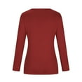 thumbnail image 4 of HAPIMO Women's Long Sleeve Tees Loose Basic Tops Regular Fitted Casual Criss-Cross Round Neck Shirts Fall Fashion Workout Solid Color Pleated Blouses Clearance Red S, 4 of 5