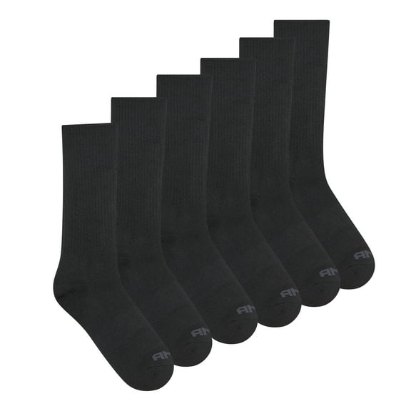 AND1 Men's Socks, Performance Cushion Crew Socks, 6-Pack