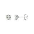 thumbnail image 4 of Tilo Jewelry 14K White Gold Solitaire Round CZ Stud Post Earrings with Secure Screw-backs | 4mm | Classic Everyday Earrings | Women, Men, Unisex, 4 of 12