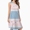 thumbnail image 2 of Pink Gingham And Blue Plaid Pattern Spring Summer Dresses For Women Fashion Dress Casual Sleeveless Loose Sundress With Pockets, 2 of 4