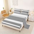 thumbnail image 2 of Castle Fairy Minimalist Horizontal Band Bed Sheets 4-Piece,Retro Solid Stripe Full Size Sheets,Black White,1 Flat Sheet, 1 Fitted Sheet and 2 Pillowcases, 2 of 7