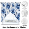 thumbnail image 3 of Spring Blue Flowers Swag Curtain Valance for Windows, Retro Watercolor Floral Window Treatments Short Swag Topper for Kitchen Windows Bathroom Bedroom, 36"x36", 3 of 8