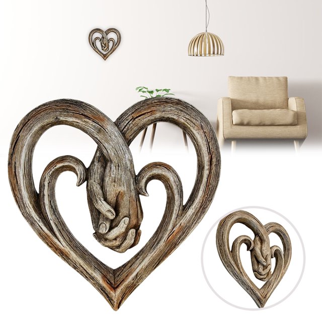 Corazón Mano A Mano Decoración De Pared Resina Artesanía Adornos Tomados De La Mano Percha En Forma De Corazón Para Comedor Y Dormitorio Serendint HA038340-00