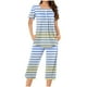 thumbnail image 2 of Conjunto de Pijama de las Mujeres Suelto Impreso Cuello Redondo Botón Hasta Capris, Dos Piezas Conjunto de Pantalones Cortos para Casual Y Sueño, 2 of 5