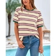 thumbnail image 2 of BTFBM Summer Tops for Women Crewneck Short Sleeve Striped T Shirts Casual Spring Clothes Color Block Basic Tee Blouses, 2 of 7