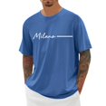 thumbnail image 2 of Milano Letter Graphic Tees for Men Summer Short Sleeve Crewneck Casual Italia Milan Travel T Shirts Streetwear, 2 of 5